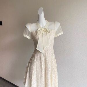 Chic Cream Lace Mini Dress